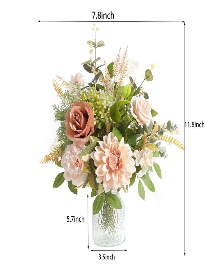 Serra Flora Faux Flowers with Vase,Artificial Silk Roses in Vase,Table Centerpieces for Dining Room, Silk Flower Arrangements for Home, Living Room Bathroom Plant Decor, Centerpiece Table Decorations - Image 3
